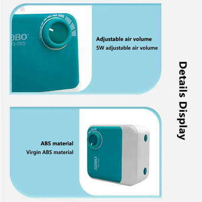 SOBO Silent Aquarium Oxygen Pump – 5W Adjustable Air Volume, High-Power Aerator for Fish Tanks, Deep-Water Oxygenation 220V