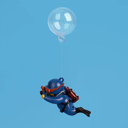 Floating Diver & Mermaid Aquarium Ornament | Mini Resin Cartoon Figure with Balloon Float for Fish Tank Decoration