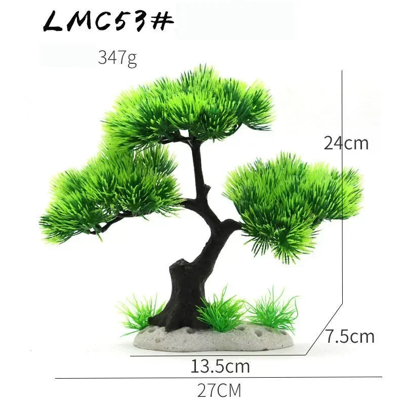 Artificial Aquarium Bonsai Tree – Resin Base with Lush Green Foliage for Aquascaping & Fish Tank Landscaping