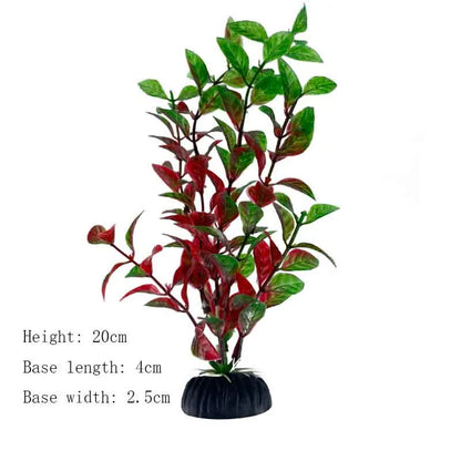 Artificial Underwater Aquarium Plant – Plastic Aquatic Shrub with Resin Base for Fish Tank Decoration
