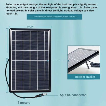 Solar Powered 12V Submersible Water Pump | 6W Solar Panel Outdoor Pond & Fish Tank Circulation Pump (240 L/H)