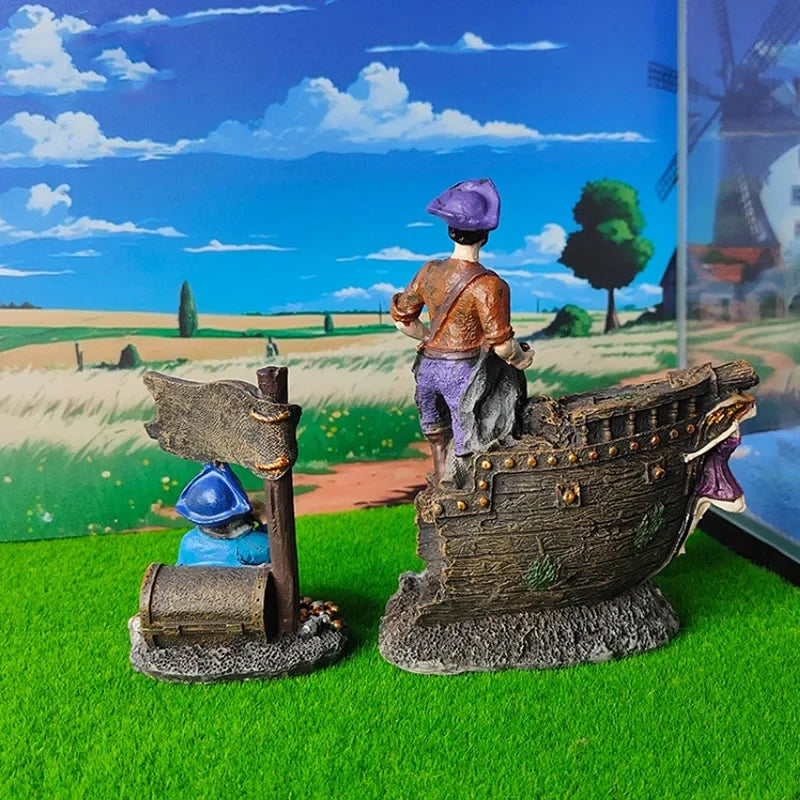 Resin Pirate Captain Aquarium Ornament