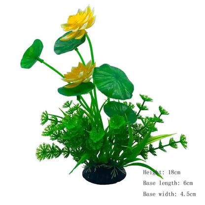 Artificial Underwater Aquarium Plant – Plastic Aquatic Shrub with Resin Base for Fish Tank Decoration