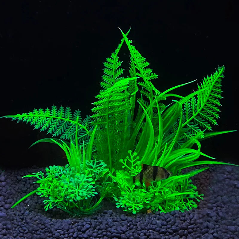 Artificial Underwater Aquarium Plant – Plastic Aquatic Shrub with Resin Base for Fish Tank Decoration