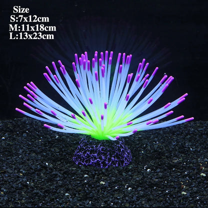 Fluorescent Silicone Sea Urchin Aquarium Ornament – Soft Glow Effect Fish Tank Decor for Vibrant Underwater Landscapes