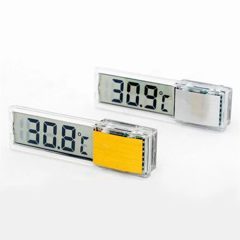 Digital LED Aquarium Thermometer – External Stick-On Fish Tank Temperature Gauge (Silver/Gold)