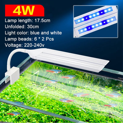 Super Bright Clip-On LED Aquarium Light — Full Spectrum Plant Grow Lamp with 5730 LEDs | 4W / 8W / 13W | 220–240V