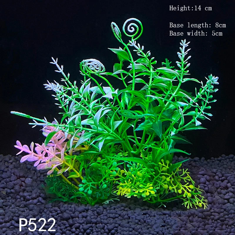 Artificial Underwater Aquarium Plant – Plastic Aquatic Shrub with Resin Base for Fish Tank Decoration