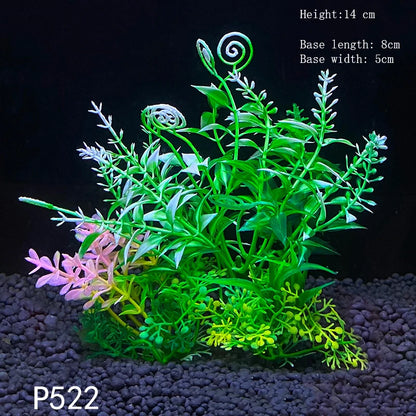 Artificial Underwater Aquarium Plant – Plastic Aquatic Shrub with Resin Base for Fish Tank Decoration