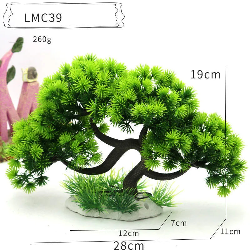 Artificial Aquarium Bonsai Tree – Resin Base with Lush Green Foliage for Aquascaping & Fish Tank Landscaping