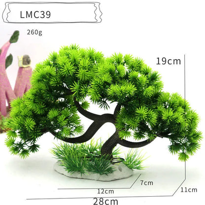 Artificial Aquarium Bonsai Tree – Resin Base with Lush Green Foliage for Aquascaping & Fish Tank Landscaping