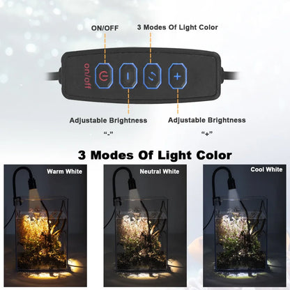 USB 3W LED Aquarium Spotlight – Adjustable Beam & Dimmable Clip-On Grow Light (Warm/Neutral/Cool White)