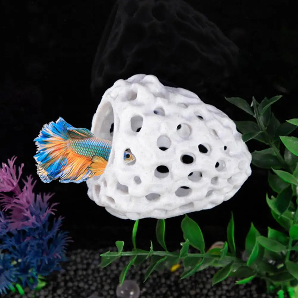 Mini Shrimp House Cave — Porous Betta Hideout, Fish Hiding Spot & Breeding Shelter for Aquariums