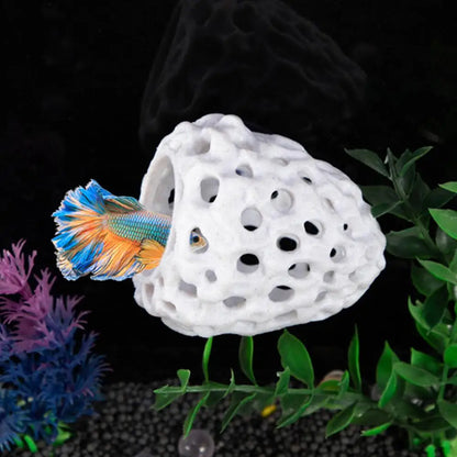 Mini Shrimp House Cave — Porous Betta Hideout, Fish Hiding Spot & Breeding Shelter for Aquariums
