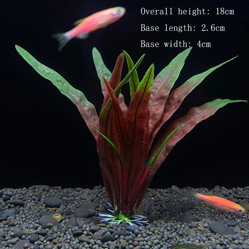 Artificial Underwater Aquarium Plant – Plastic Aquatic Shrub with Resin Base for Fish Tank Decoration