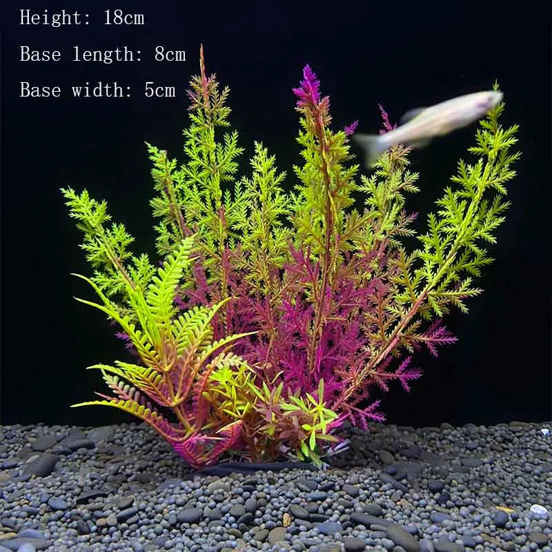 Artificial Underwater Aquarium Plant – Plastic Aquatic Shrub with Resin Base for Fish Tank Decoration