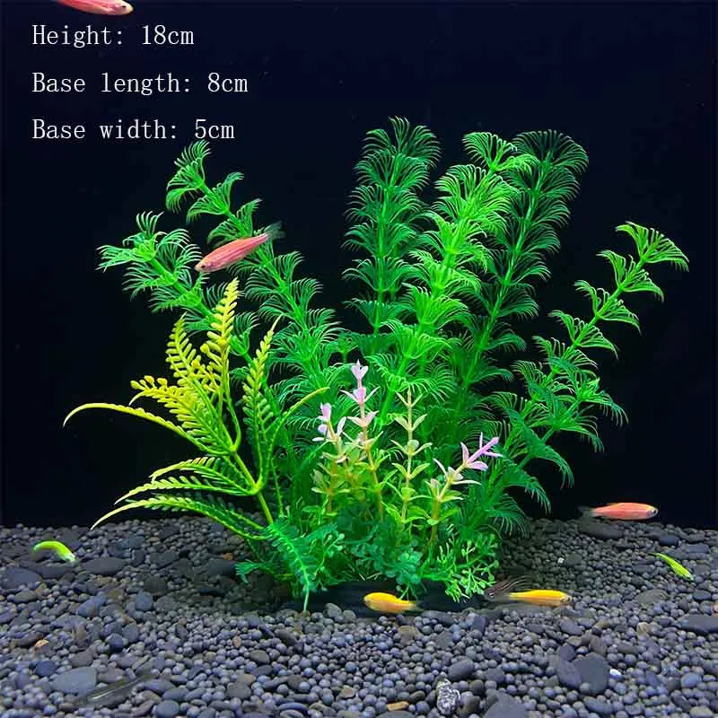 Artificial Underwater Aquarium Plant – Plastic Aquatic Shrub with Resin Base for Fish Tank Decoration