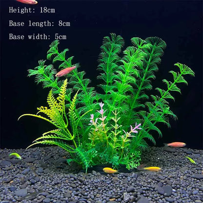 Artificial Underwater Aquarium Plant – Plastic Aquatic Shrub with Resin Base for Fish Tank Decoration