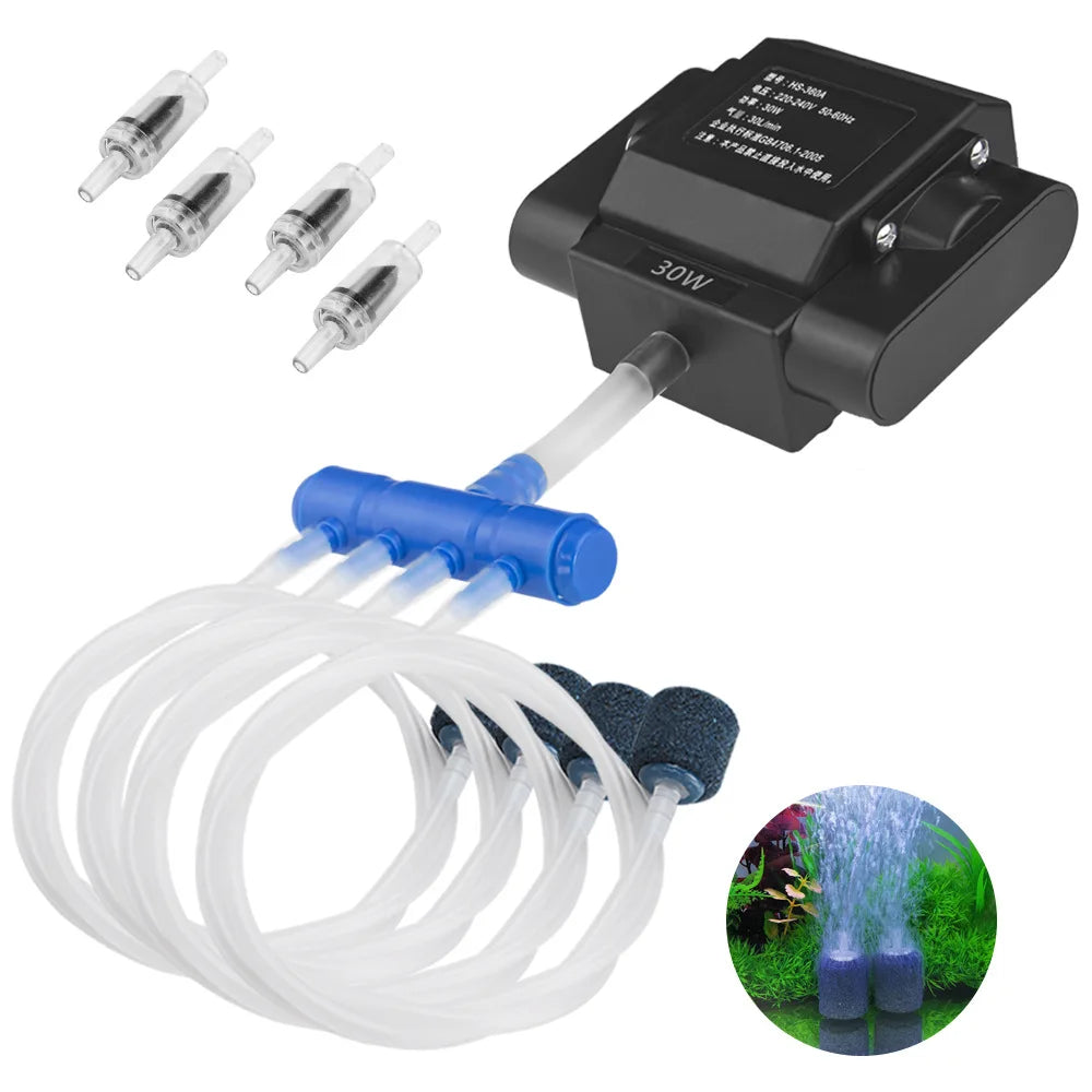 Aquarium Air Pump, High-Output Oxygen Aerator with 4 Outlets for Fish Tanks & Hydroponics