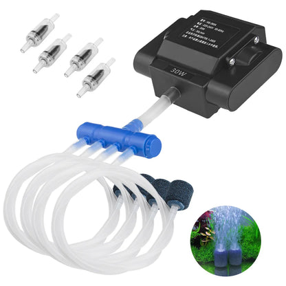Aquarium Air Pump, High-Output Oxygen Aerator with 4 Outlets for Fish Tanks & Hydroponics