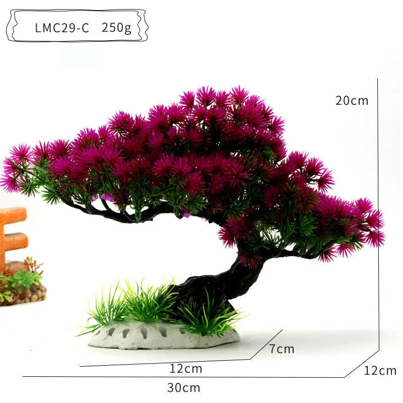 Artificial Aquarium Bonsai Tree – Resin Base with Lush Green Foliage for Aquascaping & Fish Tank Landscaping