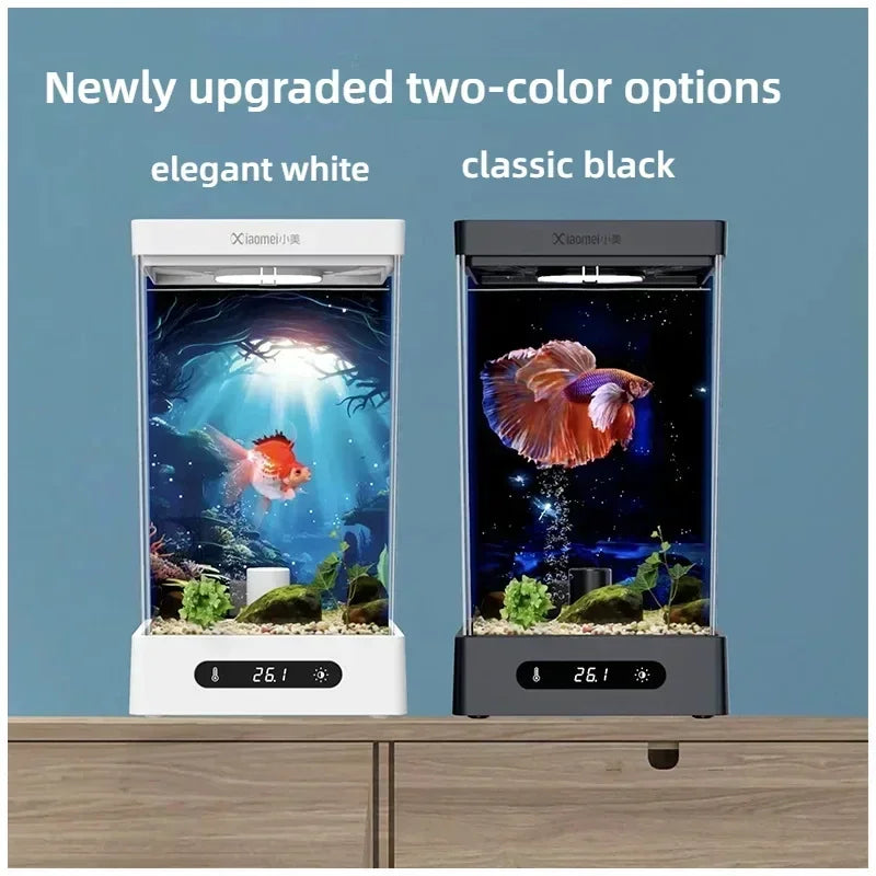 Smart Betta Fish Tank – Mini Desktop Self-Circulating Aquarium with Intelligent Heating, RGB Lighting & App Control (1.6L)