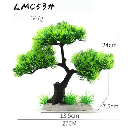 Artificial Aquarium Bonsai Tree – Resin Base with Lush Green Foliage for Aquascaping & Fish Tank Landscaping