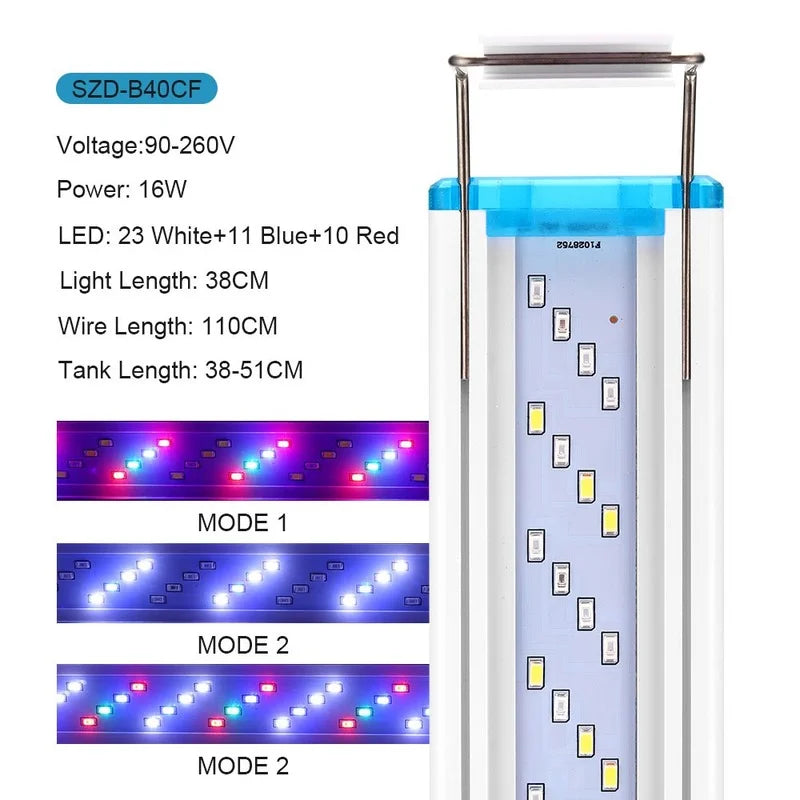 Ultra-Thin LED Aquarium Light – Expandable Clip-On Plant Light (18–75CM Models, Full Spectrum, 220-240V)