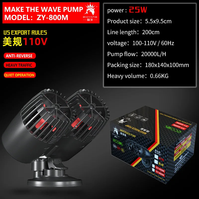 Aquarium Wavemaker Pump 360° Adjustable Wave Maker, Submersible Circulation & Aeration Pump for Fish Tanks 220–240V
