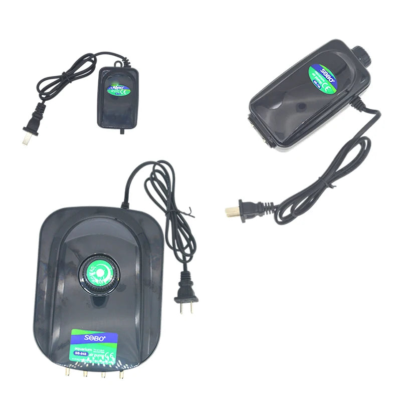 SOBO High-Power Aquarium Air Pump (220–240V) – Ultra Silent Adjustable Oxygen Pump | Single / Dual / Quad Outlet Models