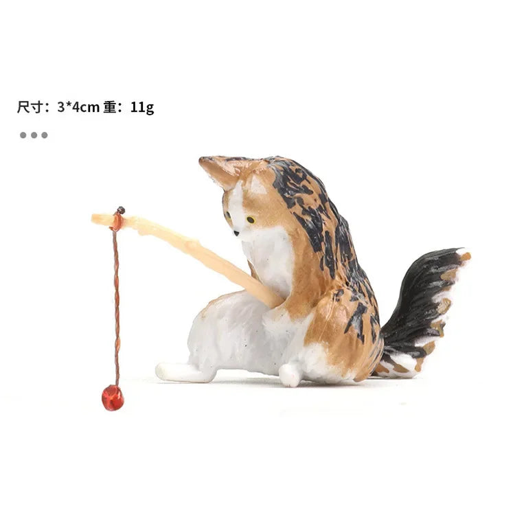 Cute Fishing Cat Aquarium Ornament – Mini Decorative Figurine for Aquascaping, Micro-Landscapes & DIY Tank Decor