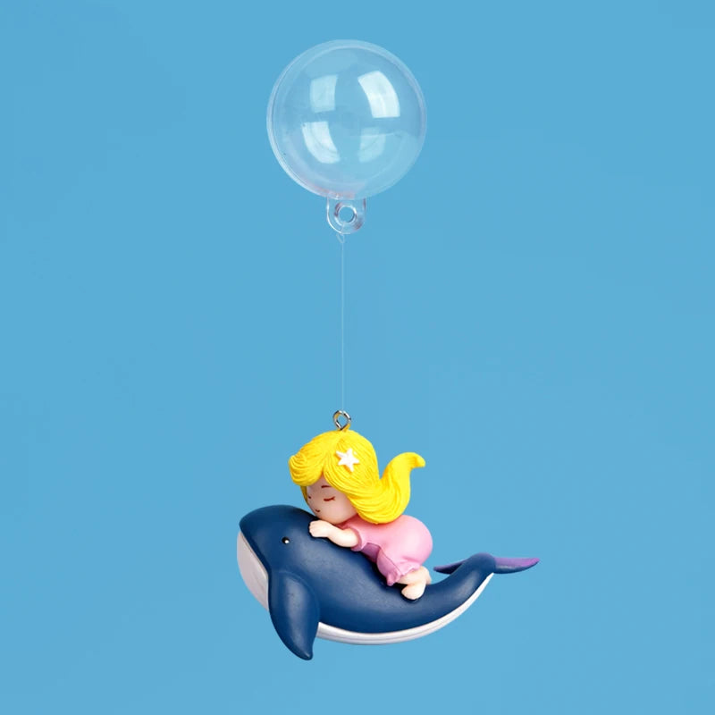 Floating Diver & Mermaid Aquarium Ornament | Mini Resin Cartoon Figure with Balloon Float for Fish Tank Decoration