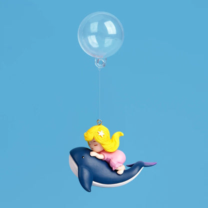 Floating Diver & Mermaid Aquarium Ornament | Mini Resin Cartoon Figure with Balloon Float for Fish Tank Decoration
