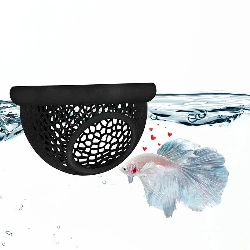 Floating Betta Cave & Shrimp Hideout – 3-in-1 Hammock, Feeding Ring & Resting Spot for Small Aquatic Pets