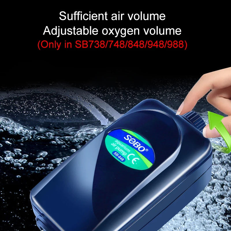 SOBO High-Power Aquarium Air Pump (220–240V) – Ultra Silent Adjustable Oxygen Pump | Single / Dual / Quad Outlet Models