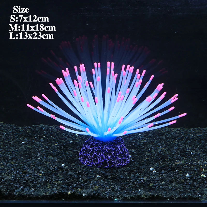 Fluorescent Silicone Sea Urchin Aquarium Ornament – Soft Glow Effect Fish Tank Decor for Vibrant Underwater Landscapes