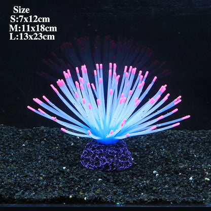 Fluorescent Silicone Sea Urchin Aquarium Ornament – Soft Glow Effect Fish Tank Decor for Vibrant Underwater Landscapes