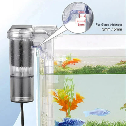 New Suspended USB Mini Aquarium Filter 2.5W 250L/H Transparent Hang-On Waterfall Filter for Fish Tanks Below 35cm