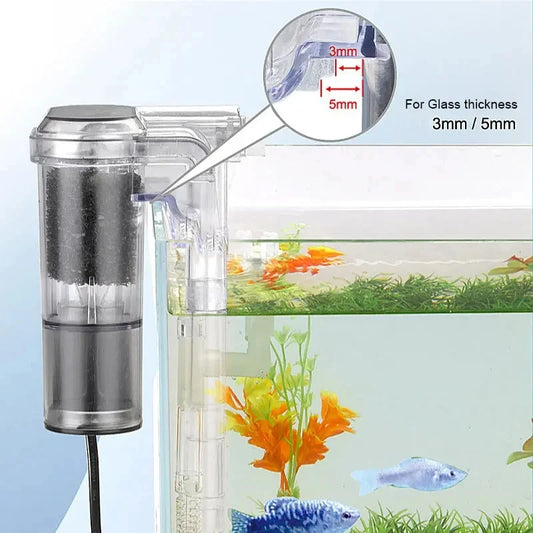 New Suspended USB Mini Aquarium Filter 2.5W 250L/H Transparent Hang-On Waterfall Filter for Fish Tanks Below 35cm