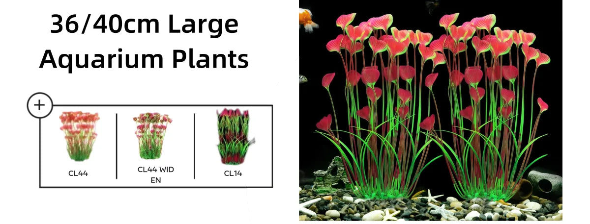Artificial Aquarium Plants – 5pcs / 10pcs Plastic Aquatic Plants with Ceramic Base for Fish Tank Decoration