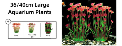 Artificial Aquarium Plants – 5pcs / 10pcs Plastic Aquatic Plants with Ceramic Base for Fish Tank Decoration