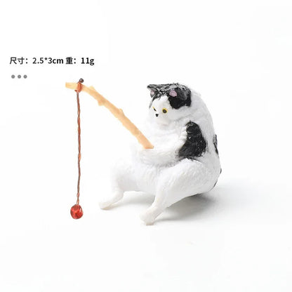 Cute Fishing Cat Aquarium Ornament – Mini Decorative Figurine for Aquascaping, Micro-Landscapes & DIY Tank Decor