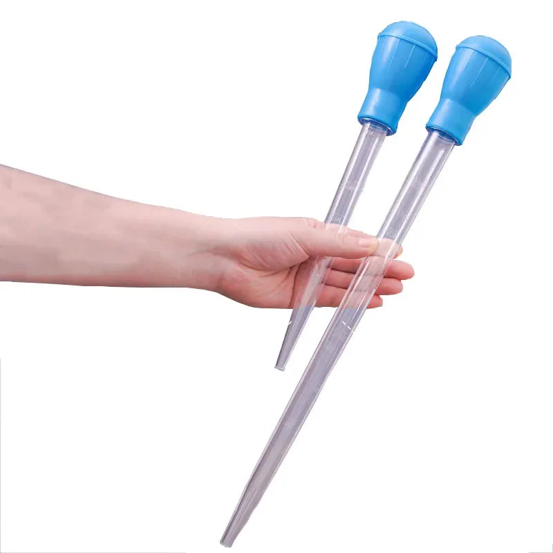Lengthened Aquarium Pipette Siphon — Silicone & ABS Water Changer, Waste Remover, Liquid Measuring Tool for Fish Tanks