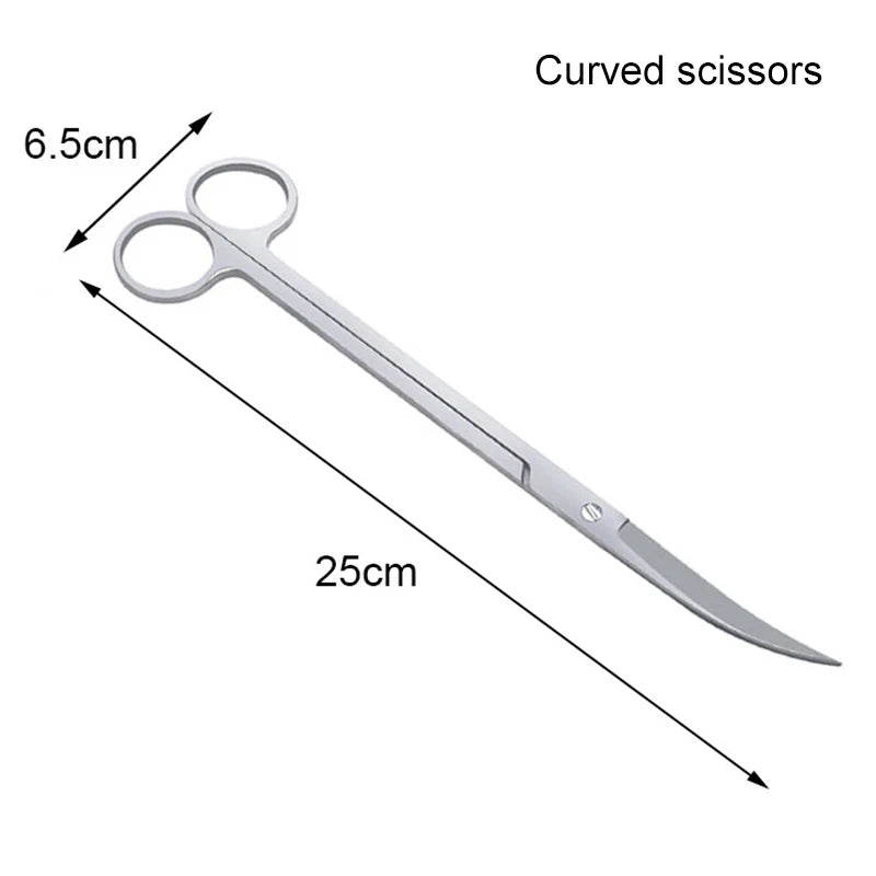 Aquarium Cleaning Tools Set Stainless Steel Scissors Tweezers Shovel Wave Trimmer Aquatic Plant Care Kit for Fish Tanks