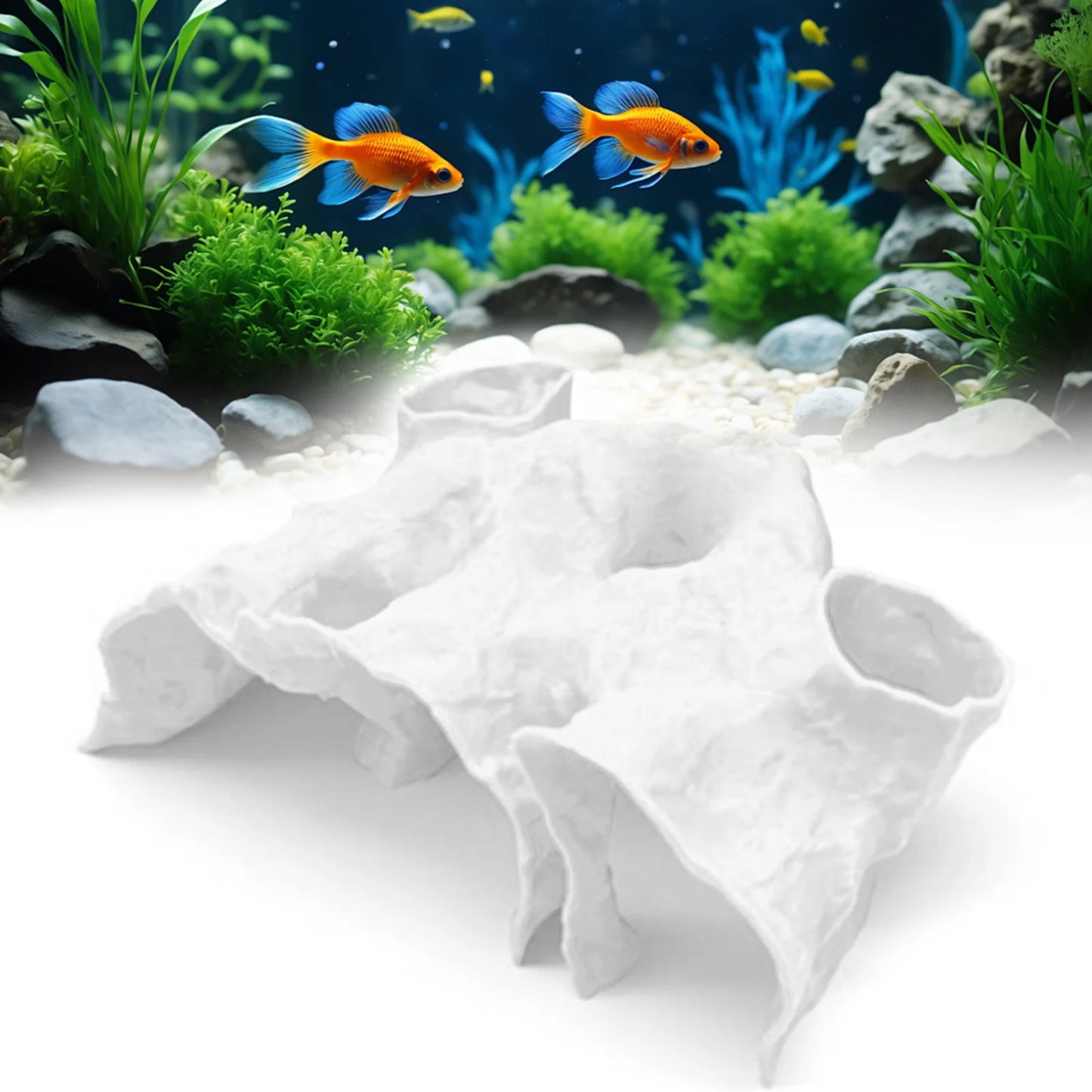 Gravel Tunnel Cave Aquarium Ornament – Smooth Resin Fish Hideout with Natural Curve Design