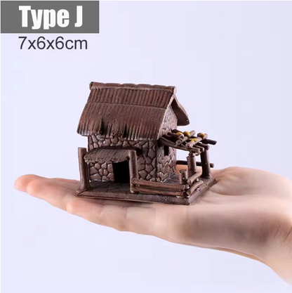 Retro Mini House Bungalow Resin Ornaments  Perfect for Aquariums, Bonsai, and Landscaping