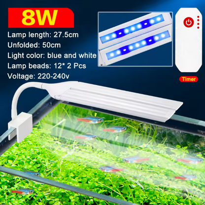 Adjustable Full Spectrum LED Aquarium Clip Light with Timer for Aquatic Plants and Fish Tanks