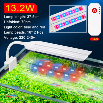 Adjustable Full Spectrum LED Aquarium Clip Light with Timer for Aquatic Plants and Fish Tanks