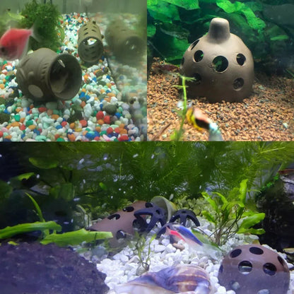 Ceramic Aquarium Shelter Houses – Shrimp & Fish Hiding Caves, Breeding Pots & Natural Stone-Style Tank Decor