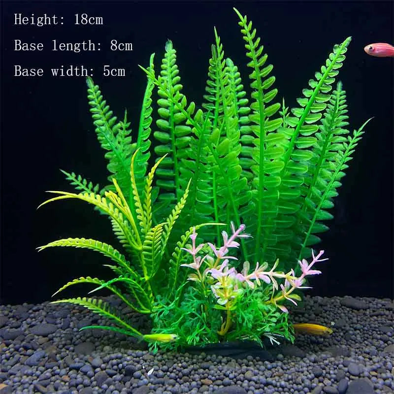 Artificial Underwater Aquarium Plant – Plastic Aquatic Shrub with Resin Base for Fish Tank Decoration